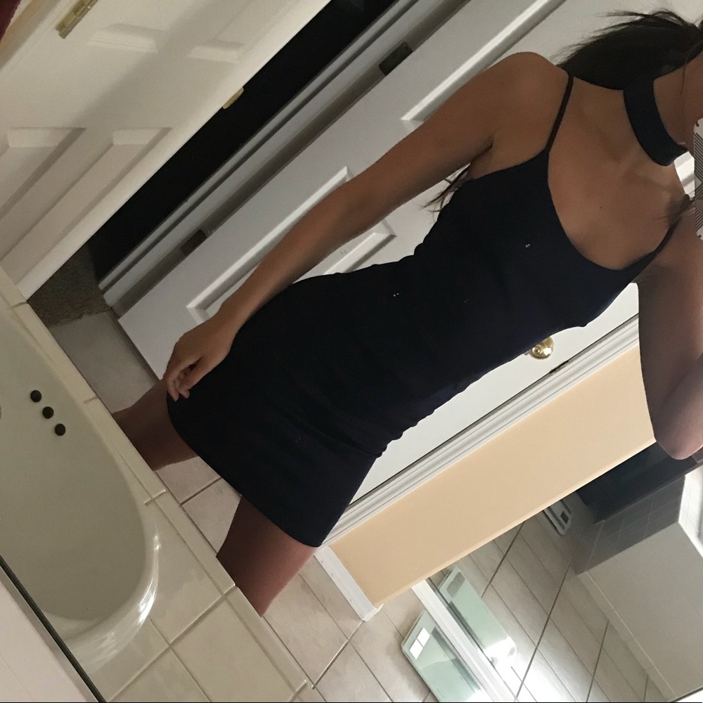 Faux suede navy club dress